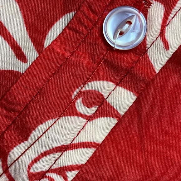 NWT Z & I floral button front collar shirt top red beige tan nude long sleeve M - Picture 9 of 12